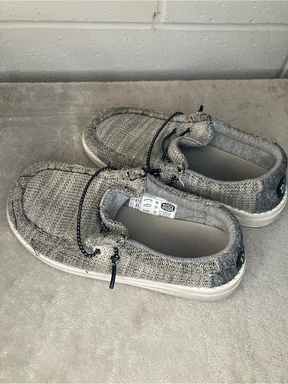 Hey Dude Light Gray Knit Slip-On Loafers